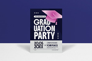 Blue Graduation Party Invitation, a Card Template by graphicook