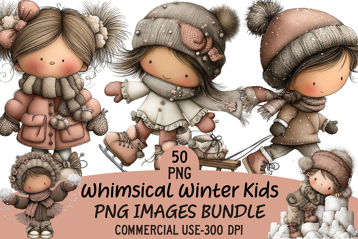 Whimsical Winter Kids Clipart, an Illustration by Craft Nest (Photo 1 of 11)