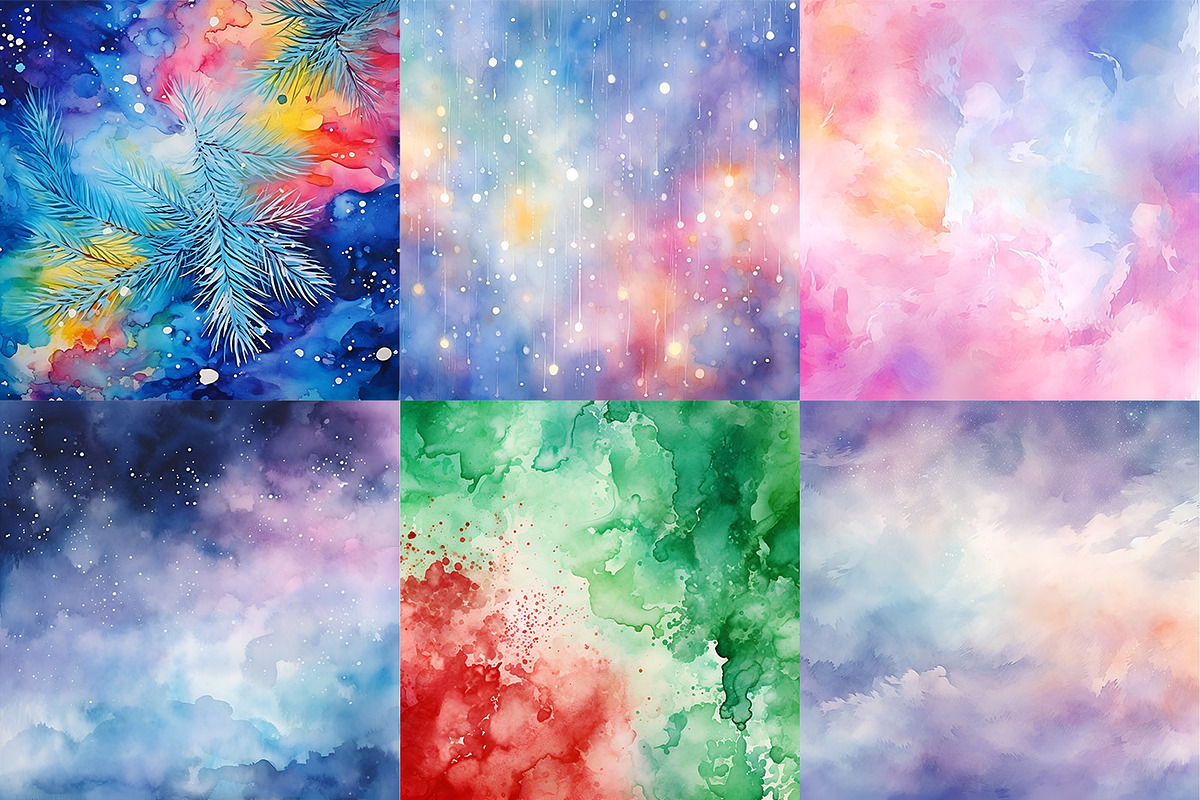 Watercolor Backgrounds. Winter, a Background Graphic by MuzaArtStudio (Photo 2 of 6)