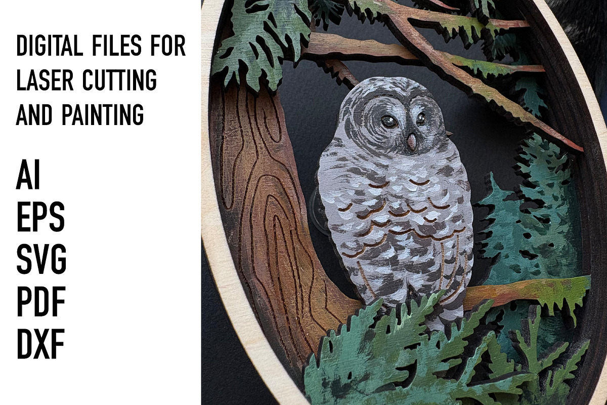 Forest Owl Layered SVG Cut File, an Object Graphic by HelloWood (Photo 2 of 3)