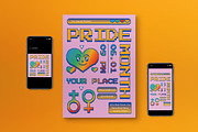 Purple Y2K Pride Month Flyer Set, a Flyer Template by graphicook (Thumbnail 1 of 3)