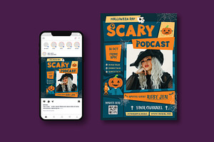 Scary Podcast Flyer, a Flyer Template by iDoodle Studio