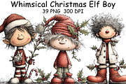 Whimsical Christmas Elf Boy Clipart, an Illustration by CraftArtStudio (Thumbnail 1 of 6)
