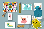 Charming Monsters Clipart & Patterns, an Illustration by LukaJreym (Thumbnail 2 of 11)