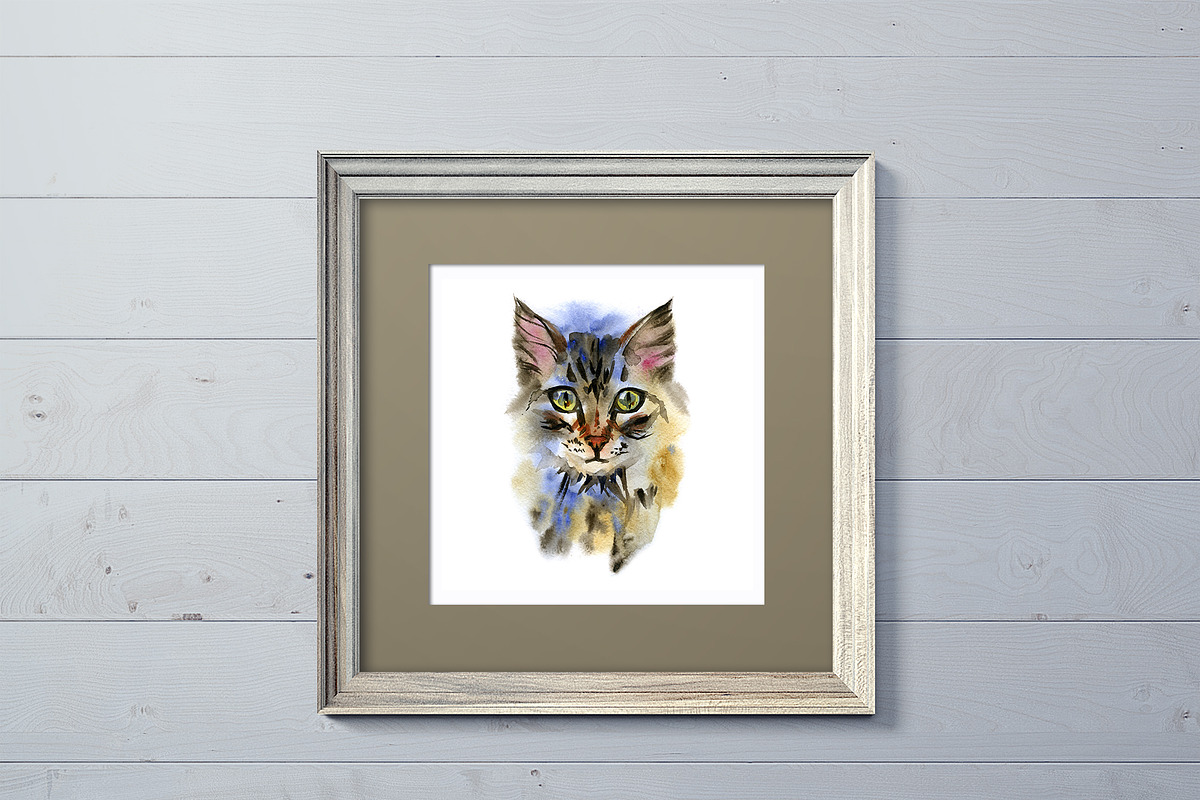 Watercolor cats clipart, an Animal Illustration by NataliMiasStore (Photo 6 of 6)
