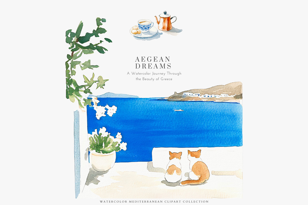 greek clipart mediterranean set, a Decorative Illustration by Patishop Art (Photo 8 of 10)