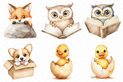 Funny Cute Animal Peeking clipart, an Illustration by Watercolor design (Thumbnail 4 of 13)