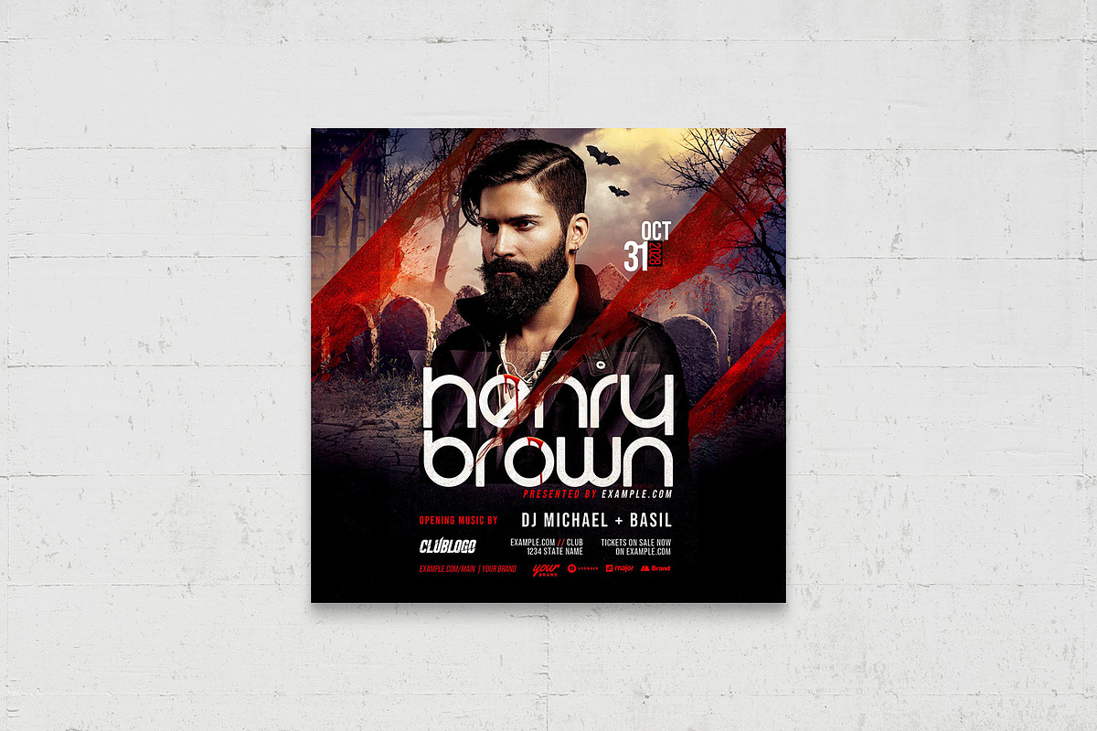 Halloween DJ Flyer Template, a Flyer Template by BrandPacks (Photo 5 of 6)