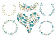Vintage Blue Vector Wedding Flowers, an Illustration by Amanda Ilkov (Thumbnail 3 of 4)