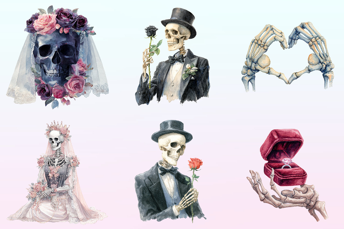 Halloween Skeletons Wedding Clipart, a Graphic by CitraGraphics (Photo 3 of 4)