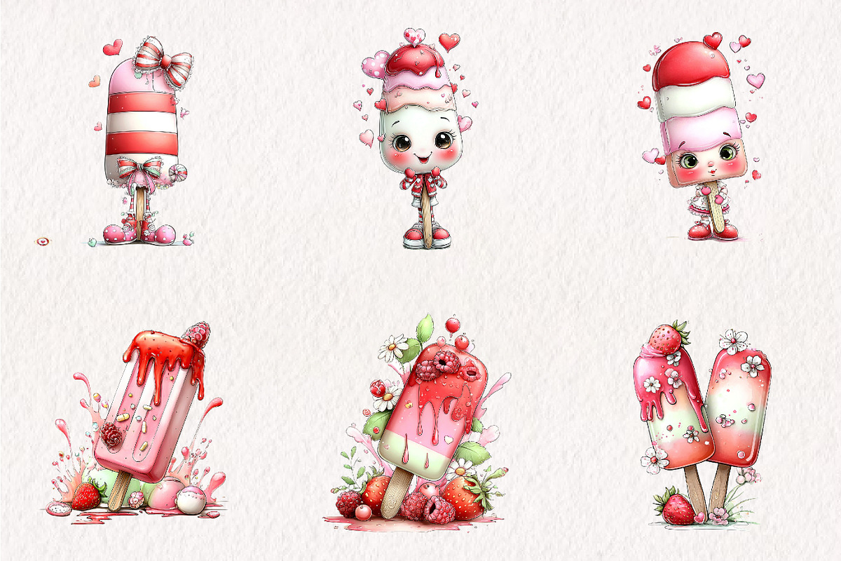 Whimsical Summer Ice-Cream Clipart, an Illustration by CreationArt (Photo 4 of 10)
