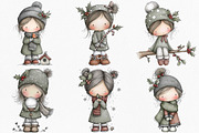 Cute Holly Girl Clipart Bundle, an Illustration by Canvas Craft (Thumbnail 3 of 7)