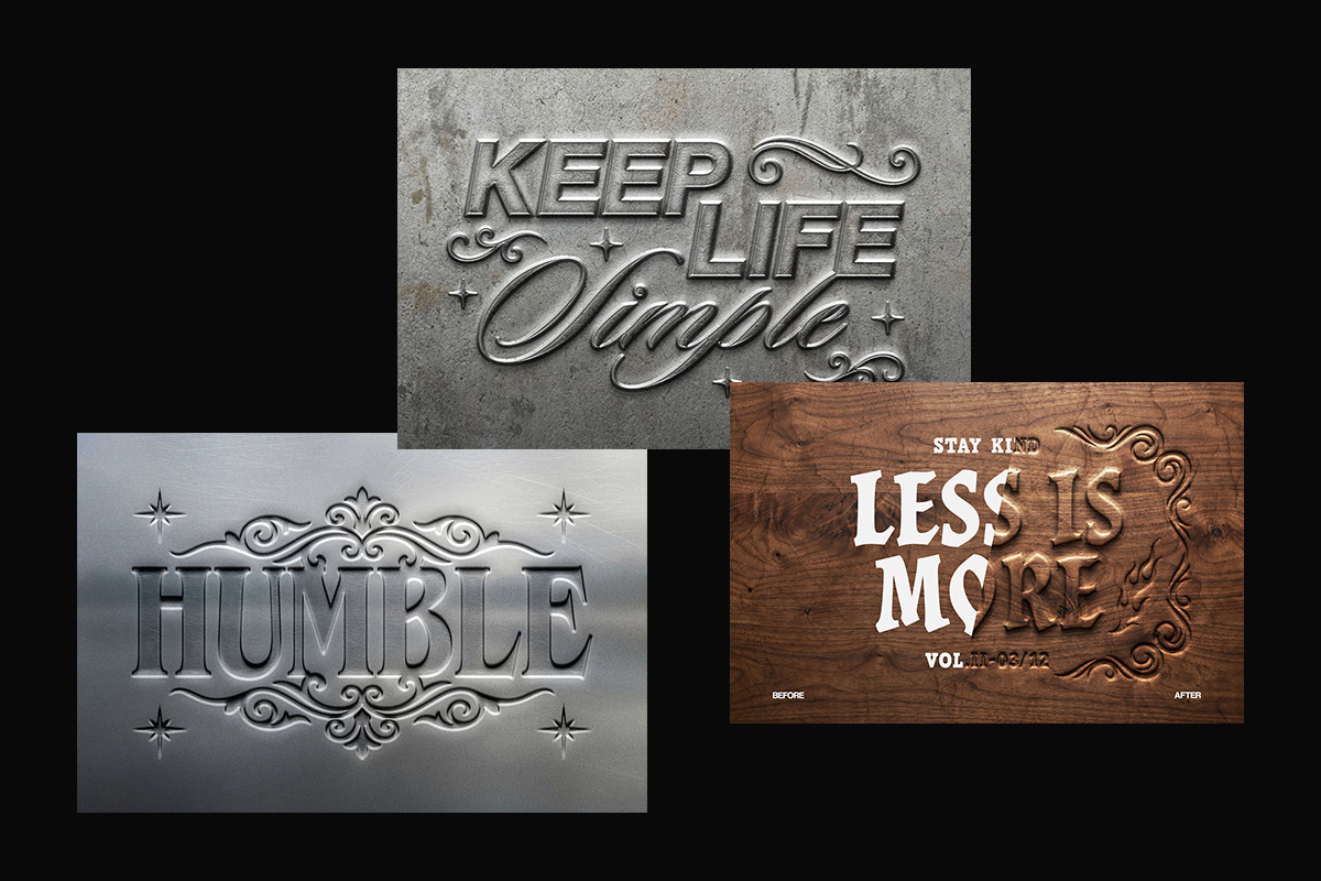 Embossed Engraved Text Effect, a Layer Style Add-On by Matsero (Photo 2 of 4)