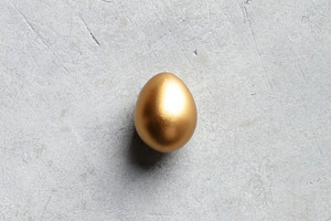 Minimal Luxury Easter Concept with Single Golden Egg, a Holiday Photo by Natalia Klenova's Shop