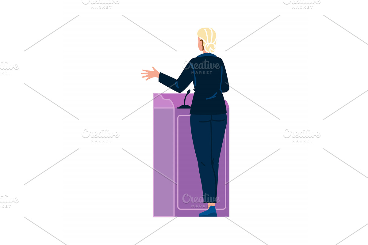 Politician giving speech at press, a Person Illustration by pikepicture