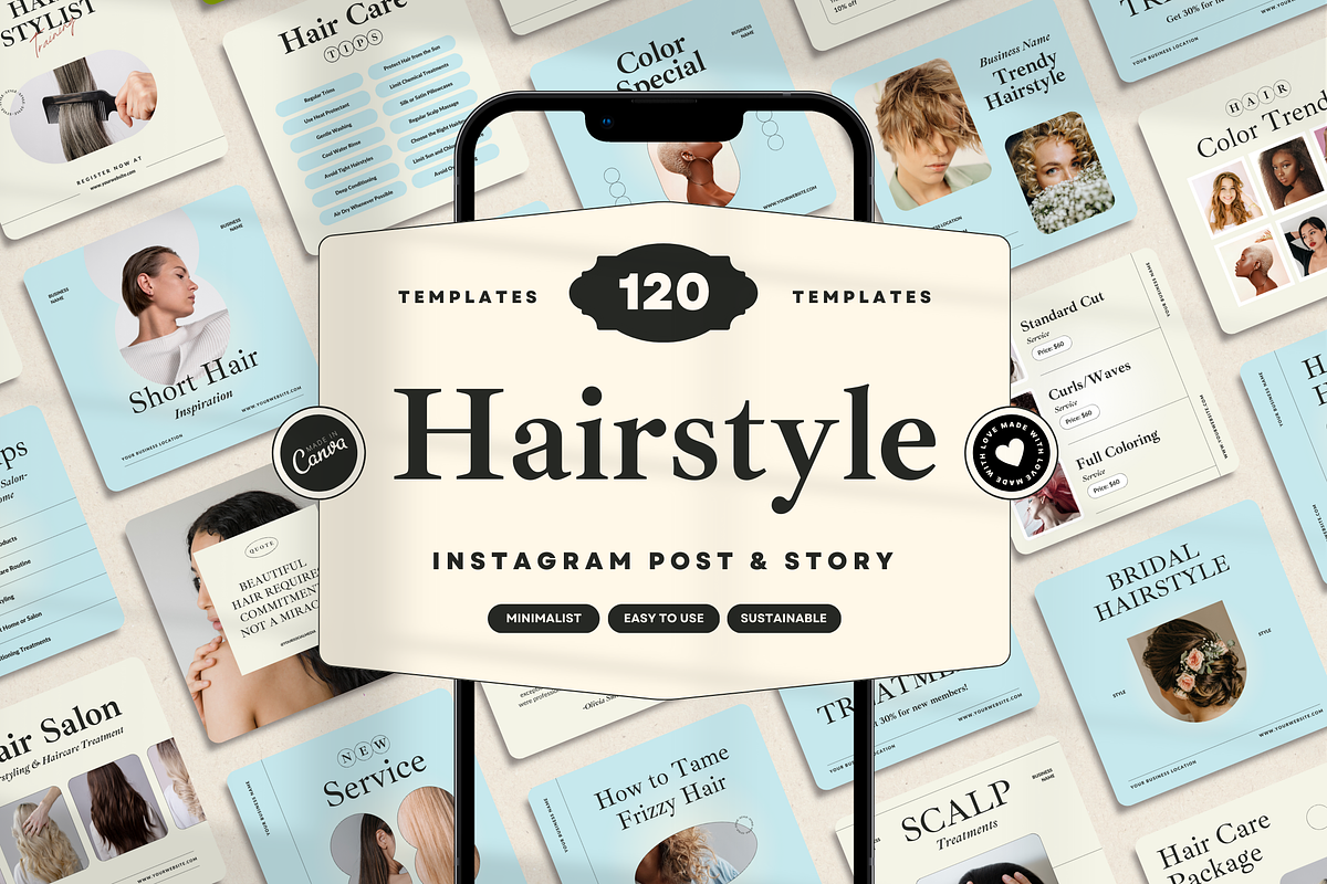 120 Hairstyle Instagram Template, a Social Media Template by Branding Victory STD (Photo 1 of 10)