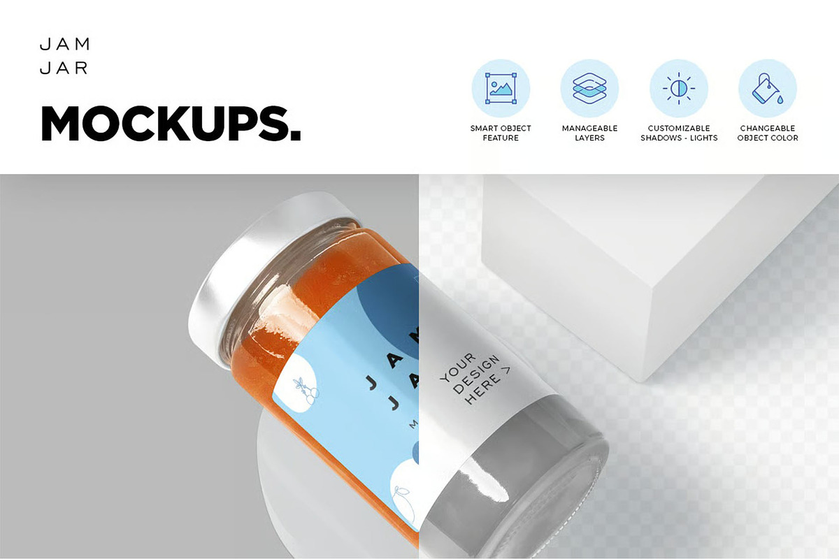 6 Jam Jar Mockups, a Product Mockup by megostudi0 (Photo 5 of 8)