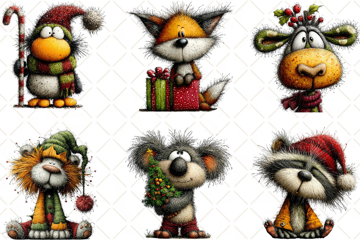 Whimsical Christmas Animal Clipart, an Illustration by Black Bird Studio (Photo 2 of 6)