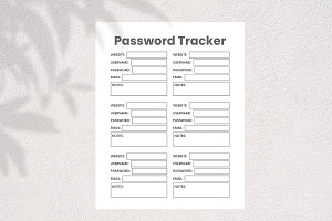 Password Tracker, Password Planner