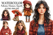 Burgundy Autumn Woman Clipart, an Illustration by Rose Art (Thumbnail 1 of 4)