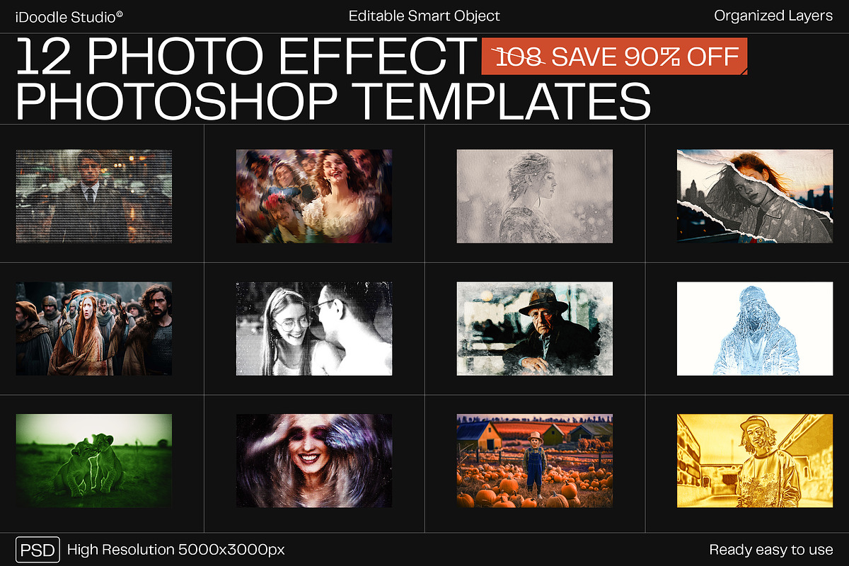 12 Photo Effect Templates, a Layer Style Add-On by iDoodle Studio ...