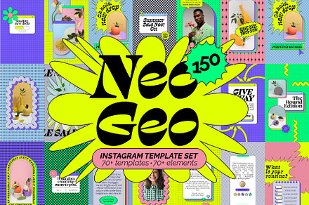 Neo Geo Instagram Template Kit, a Social Media Template by angelainthefields