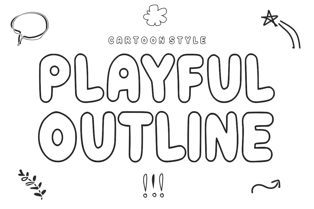 Playful Outline – Outline Font, a Handwritten Font by KiddoGlyphs Studio (Photo 1 of 7)