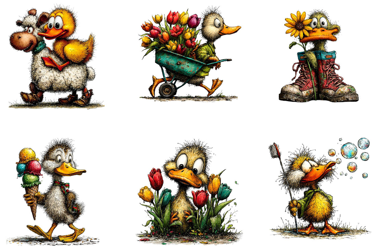 Cute spring duck clipart, an Illustration by CreationArt (Photo 4 of 7)
