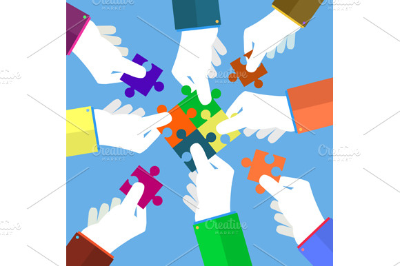 Businessmans Assembling Jigsaw preview 2