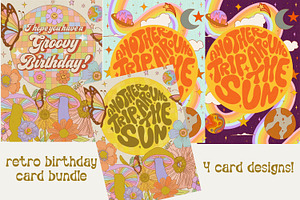 Retro Birthday Card Design Bundle