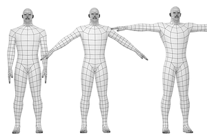 Male Hero In Three Poses Base Mesh