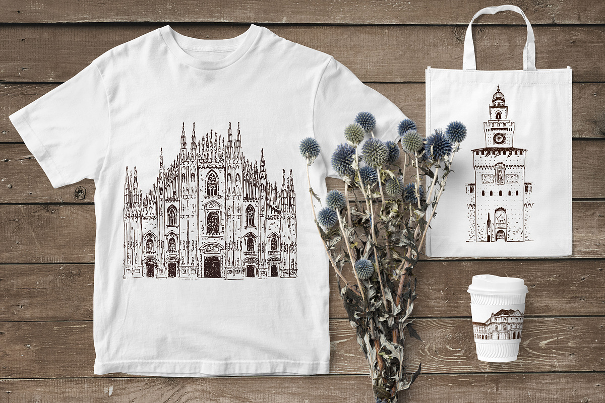 Set of Milan sketches, an Illustration by Everilda (Photo 5 of 5)