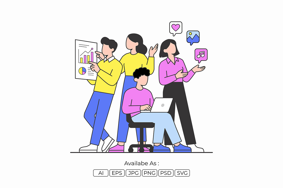 Business Analytics and Teamwork, a Technology Illustration by Partikusi Design (Photo 2 of 3)