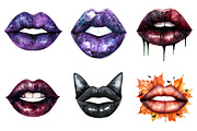 Watercolor Halloween Lips Clipart, a Seasonal Illustration by CitraGraphics (Thumbnail 4 of 7)