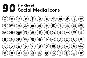 Black Circled Social Media Icons