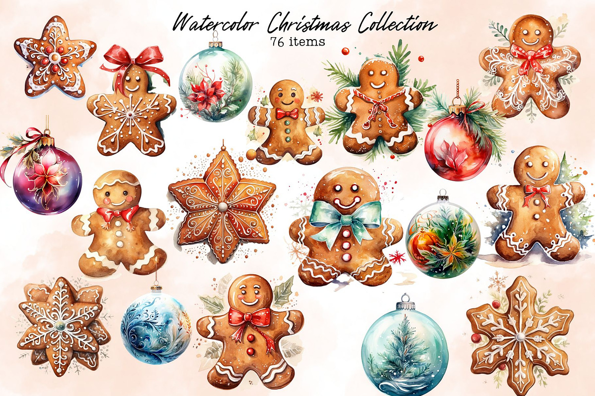 Watercolor Christmas Collection, a Seasonal Illustration by Line Store (Photo 8 of 9)