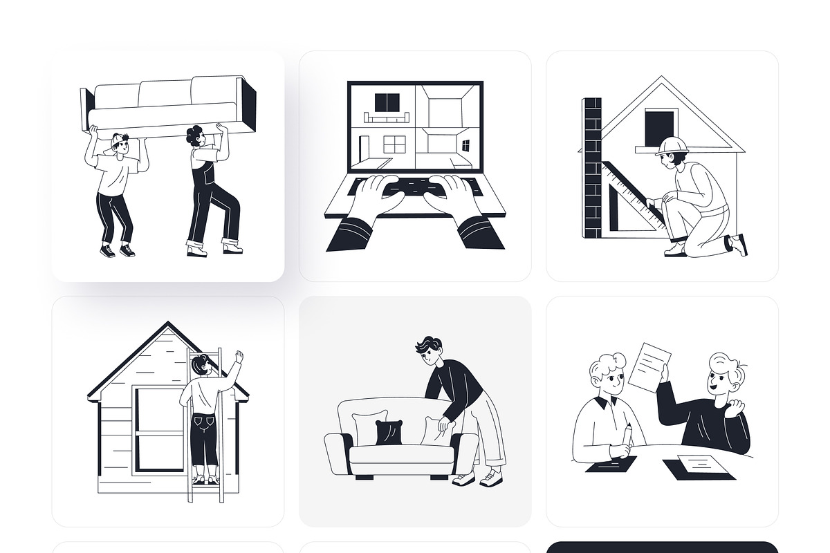 Home Owner Illustration Set, an Outline Icon by Vectors Market (Photo 8 of 10)
