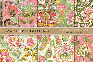 Floral Ephemera Boho Printable Paper, a Pattern Graphic by Maishop