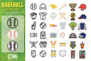 Baseball icon set with 3 styles, an Outline Icon by LTNG STUDIO (Thumbnail 1 of 6)