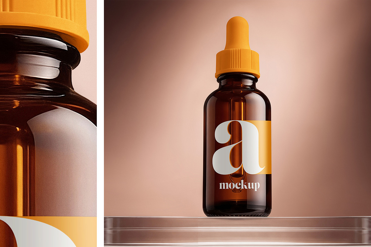 Amber Dropper Bottle Mockup Set, a Packaging Mockup by Country4k (Photo 3 of 4)