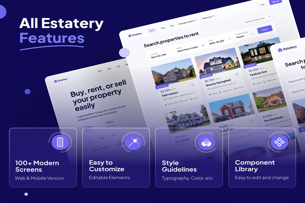 Estatery - Real Estate SaaS Web UI, an UI Kit Template by Creative Perspective (Photo 3 of 8)