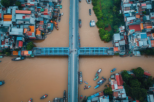 Stunning aerial view of downtown, a Photo by Pavel_design
