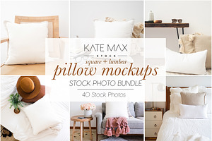 Square and Lumbar Pillow Mockups