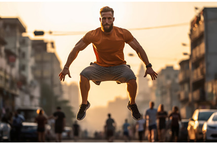 Man morning fitness. Generate Ai, a Sports & Recreation Photo by Ylivdesign