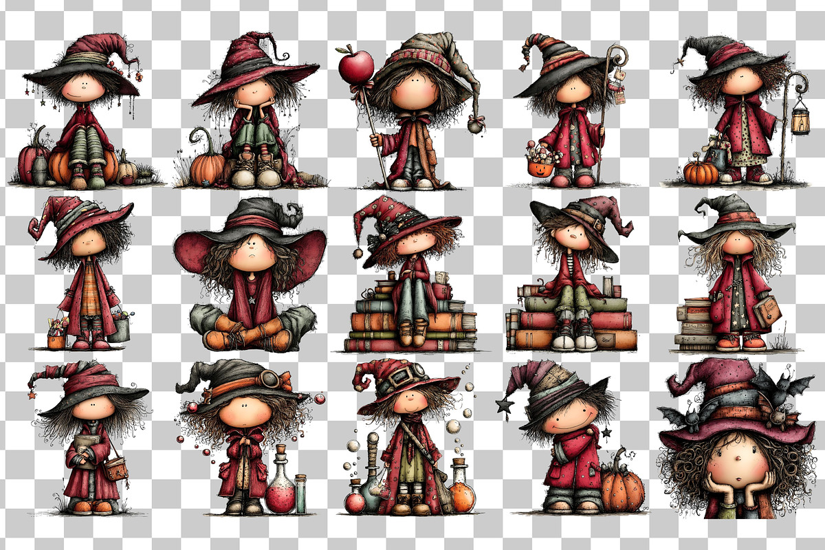 Whimsical Halloween Witch PNG, a Seasonal Illustration by Nicolle's Colorful Art (Photo 3 of 5)