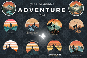 10 mountain climbing logo bundles