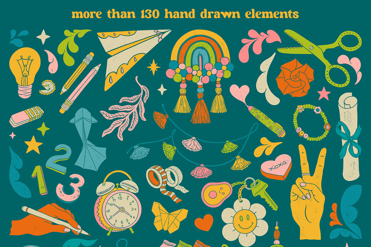 Back to School Groovy Clipart, an Object Graphic by ElenKoss (Photo 2 of 9)