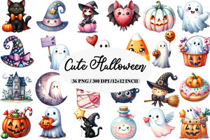 Cute Halloween Clipart, an Illustration by Daily.Designs