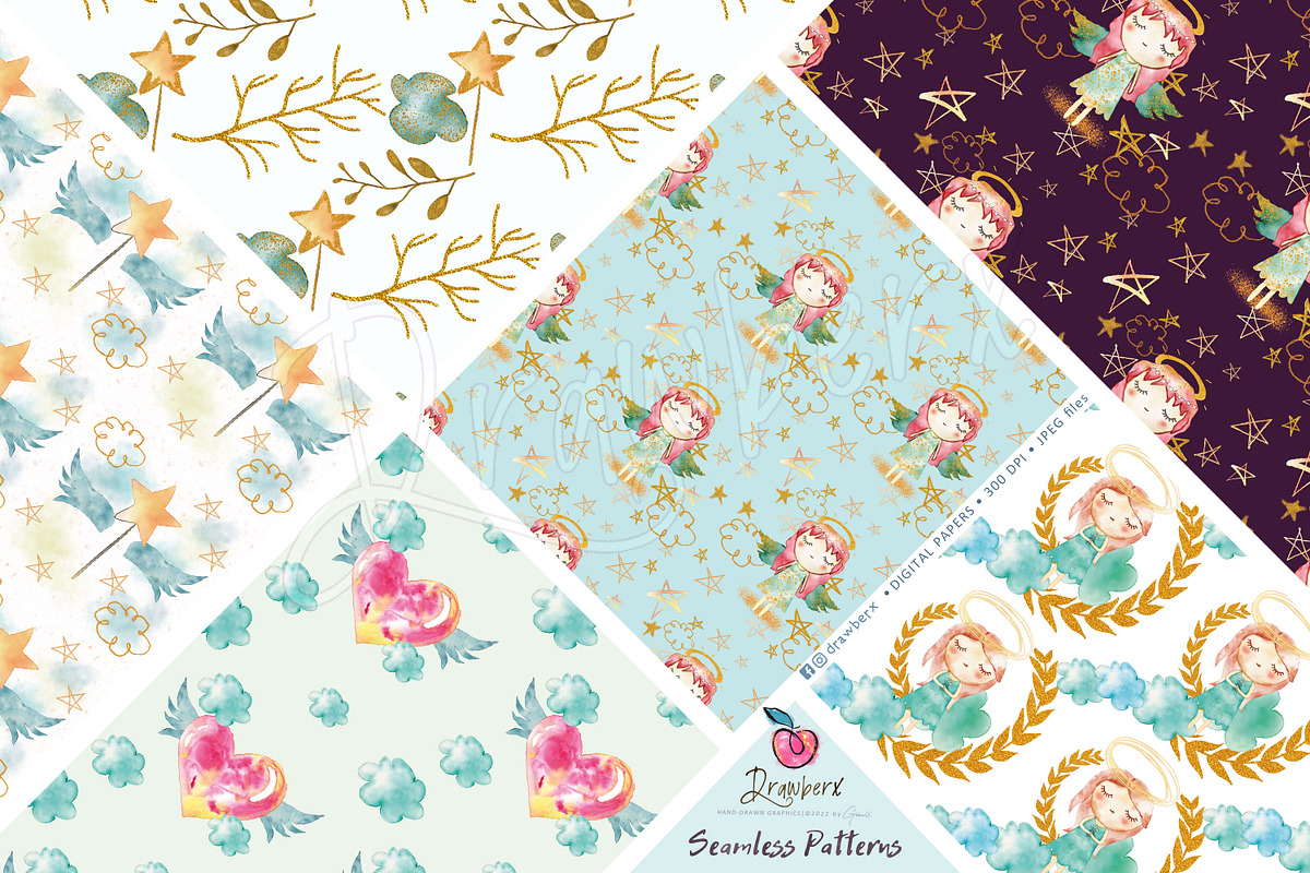 Little Angel Seamless Paper Pack 001, a Pattern Graphic by Drawberx (Photo 2 of 10)