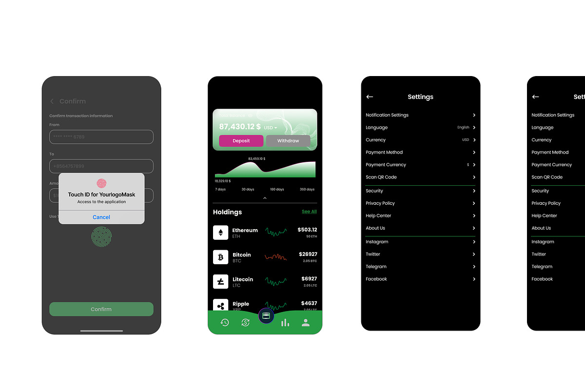 Crypto Trade Mobile and Landing Page, an UI Kit Template by Simona Meleca (Photo 4 of 5)